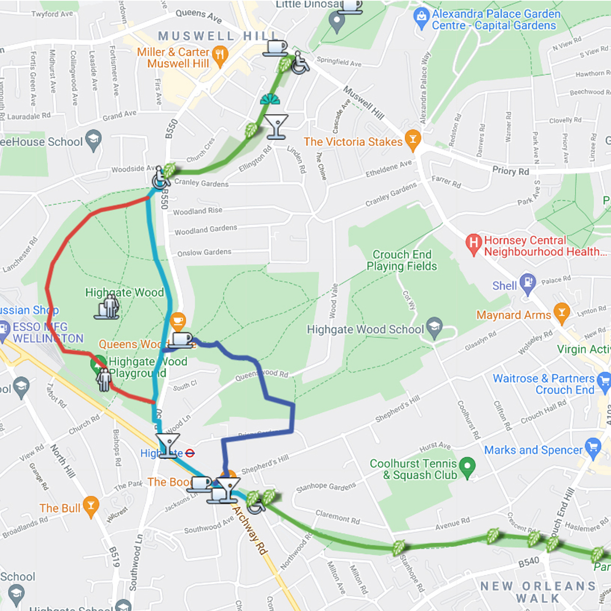 An interactive map with information about nature, railway history and local services such as cafes and pubs.