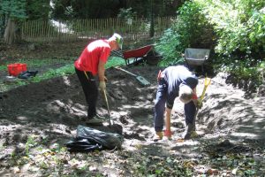 Digging out the pond