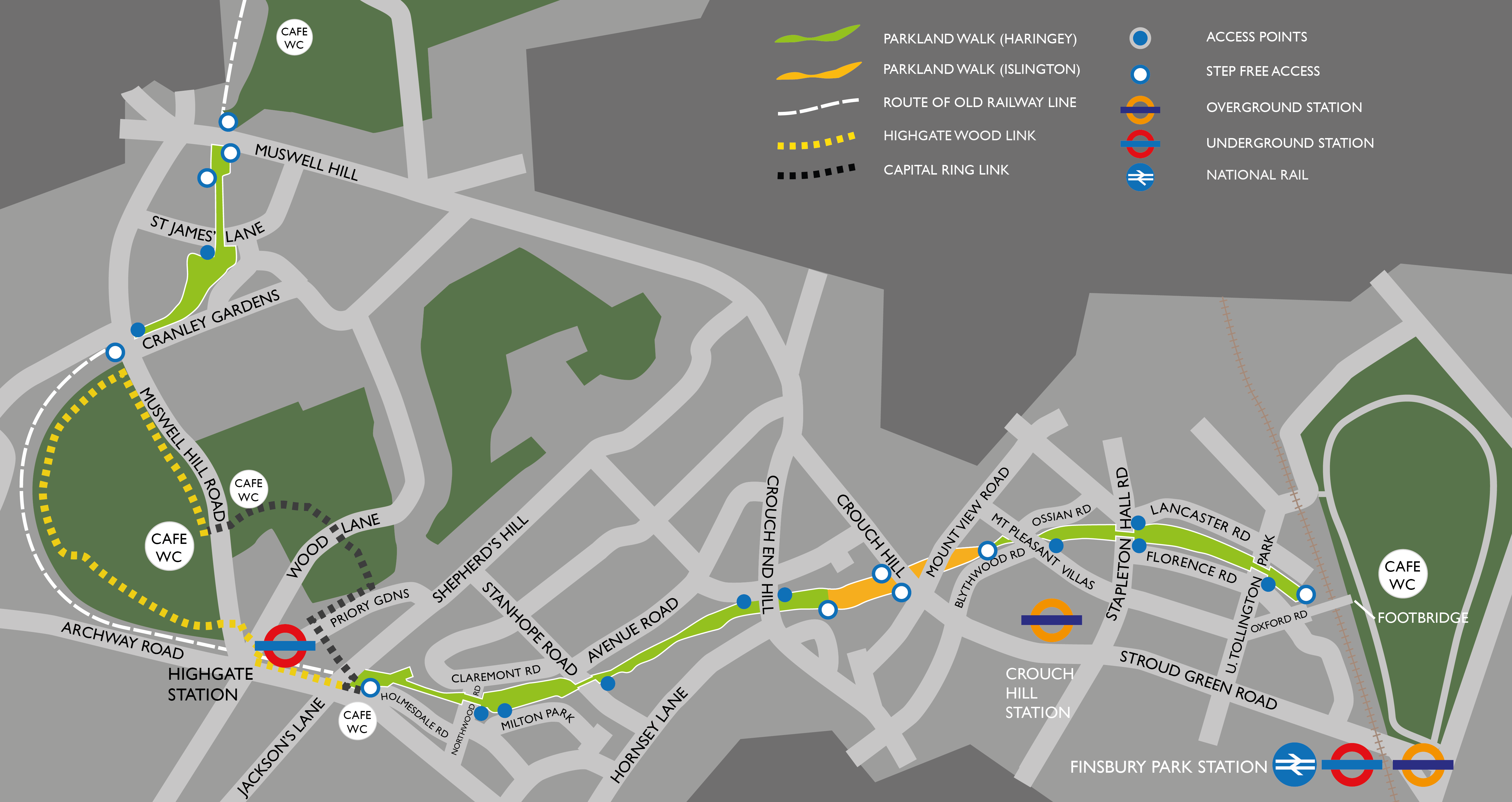 Walk street map-2-01 Map showing access points and public transport