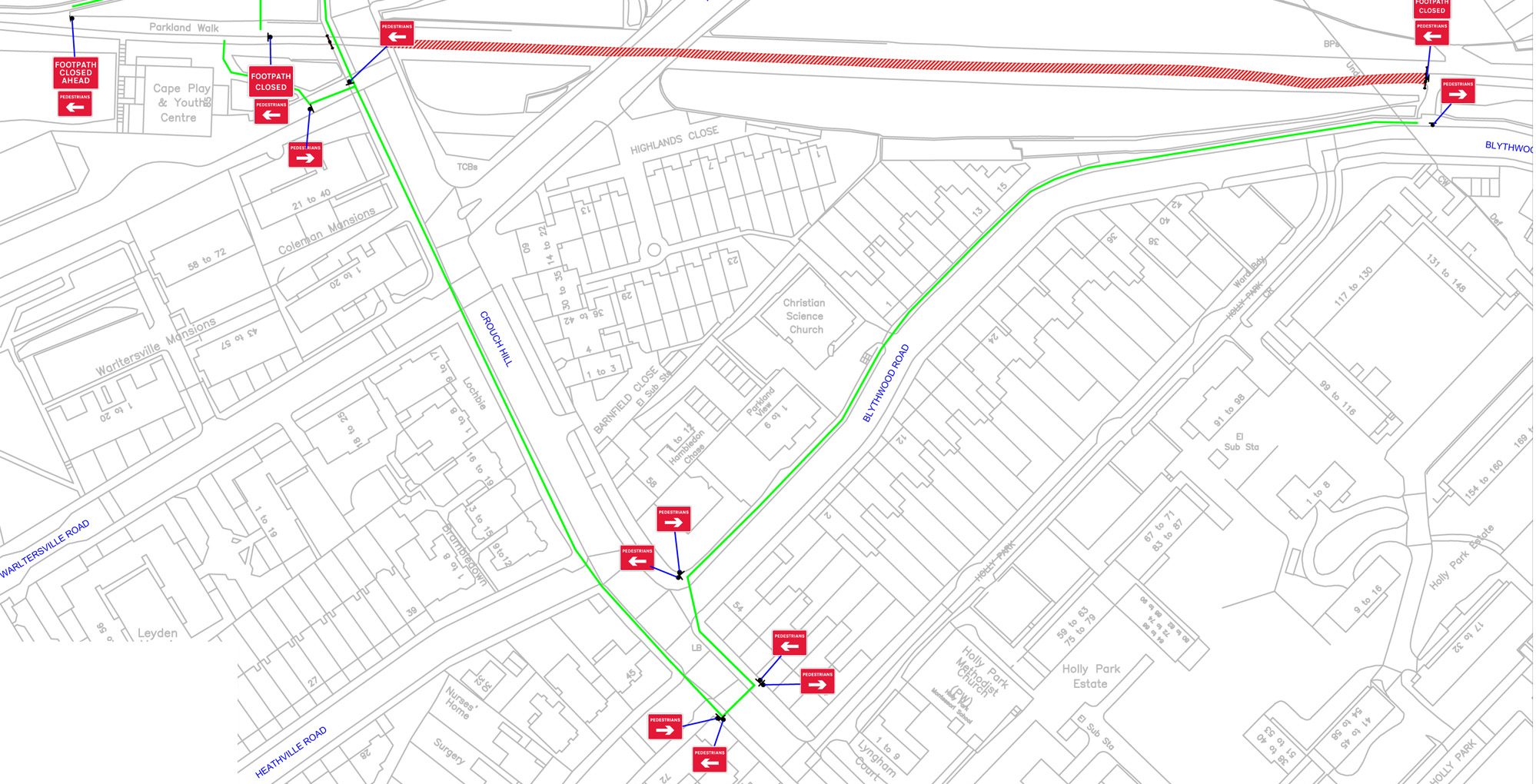 Islington diversion map Islington diversion map
